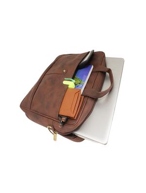 brown leatherette laptopbag with watch - 16818771 - Standard Image - 4