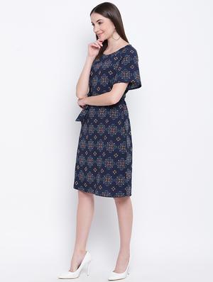 tie front printed a-line dress - 16822238 - Standard Image - 4