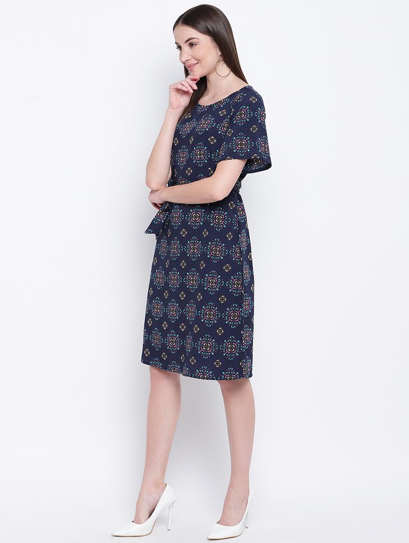 tie front printed a-line dress - 16822238 - Zoom Image - 4