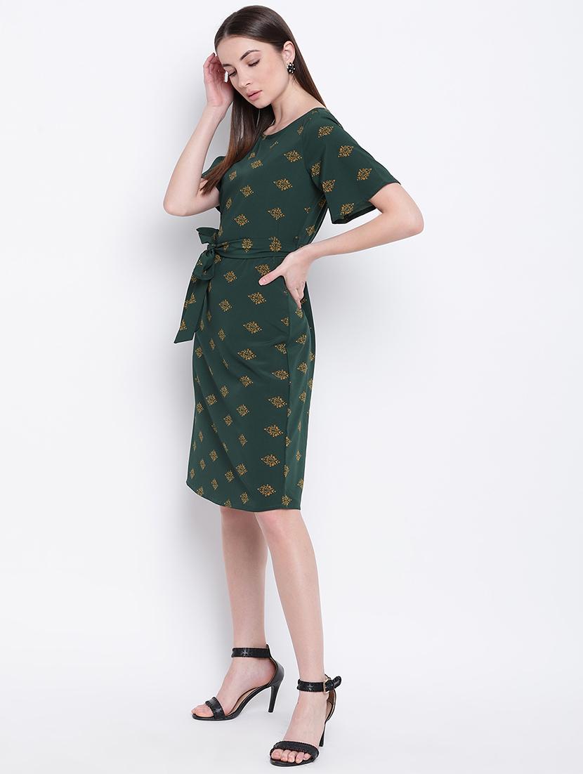tie front printed a-line dress - 16822243 - Zoom Image - 4