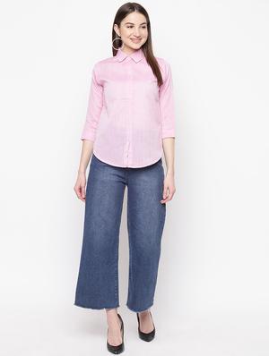 curved hem solid shirt - 16822261 - Standard Image - 4