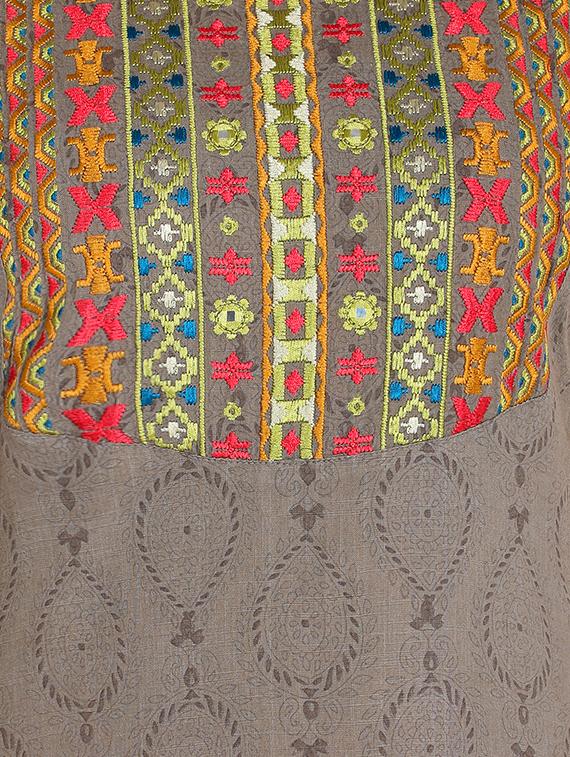 yoke embroidered straight kurta - 16822747 - Zoom Image - 4