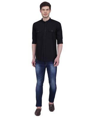 black solid casual shirt - 16823494 - Standard Image - 4