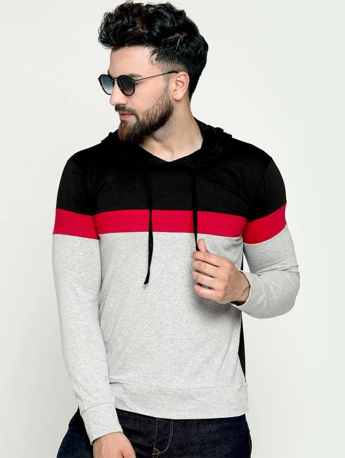 grey color block t-shirt - 16823660 - Standard Image - 1