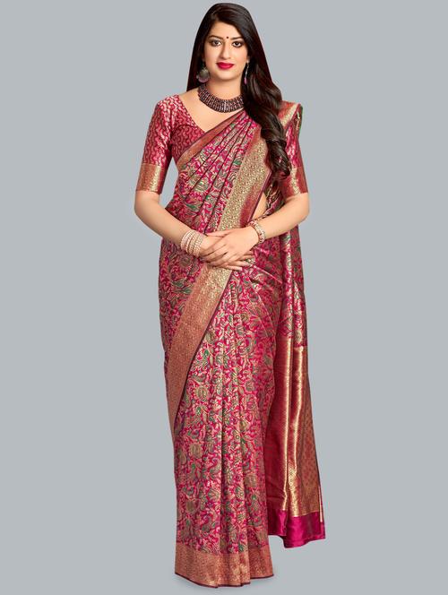 self design banarasi silk saree with blouse - 16824272 - Standard Image - 1