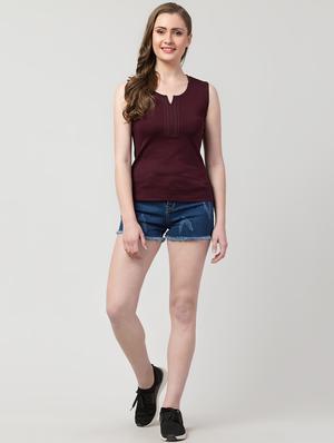 notch neck lace detail top - 16824553 - Standard Image - 4