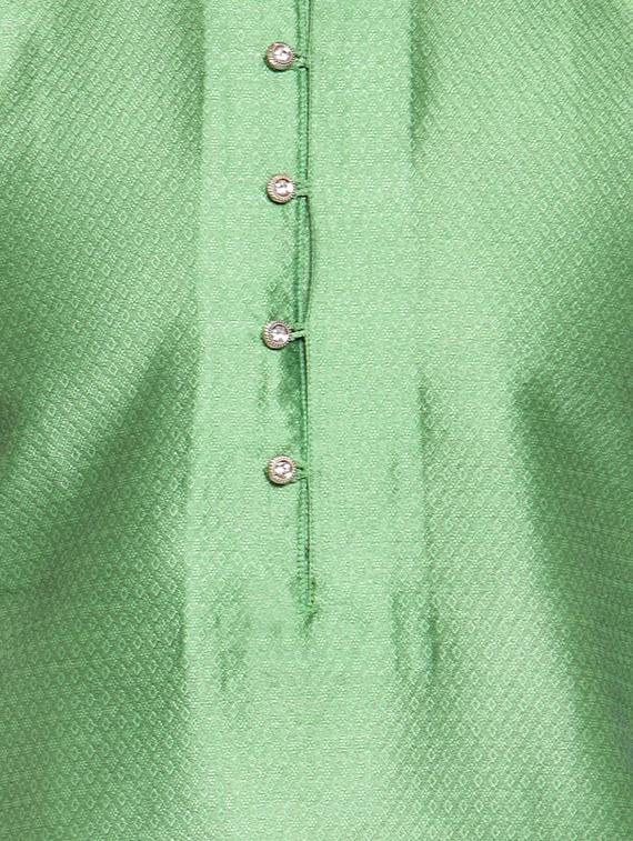 green silk blend jacquard kurta pyjama set - 16825030 - Zoom Image - 4