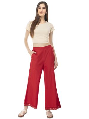 lace hem solid palazzo - 16825502 - Standard Image - 4