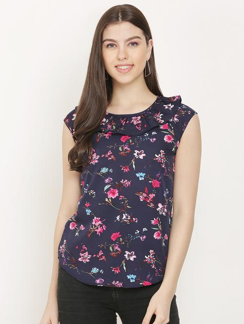 frill detail floral top - 16827497 - Standard Image - 1