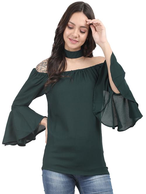 choker neck bell sleeved top - 16827538 - Standard Image - 1