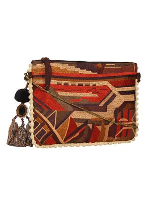 brown canvas regular sling bag - 16828291 - Standard Image - 4