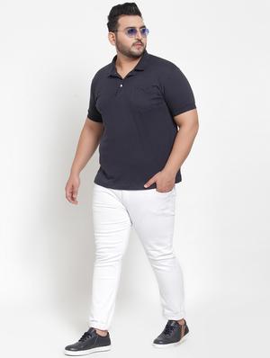 navy blue solid polo t-shirt - 16828865 - Standard Image - 4