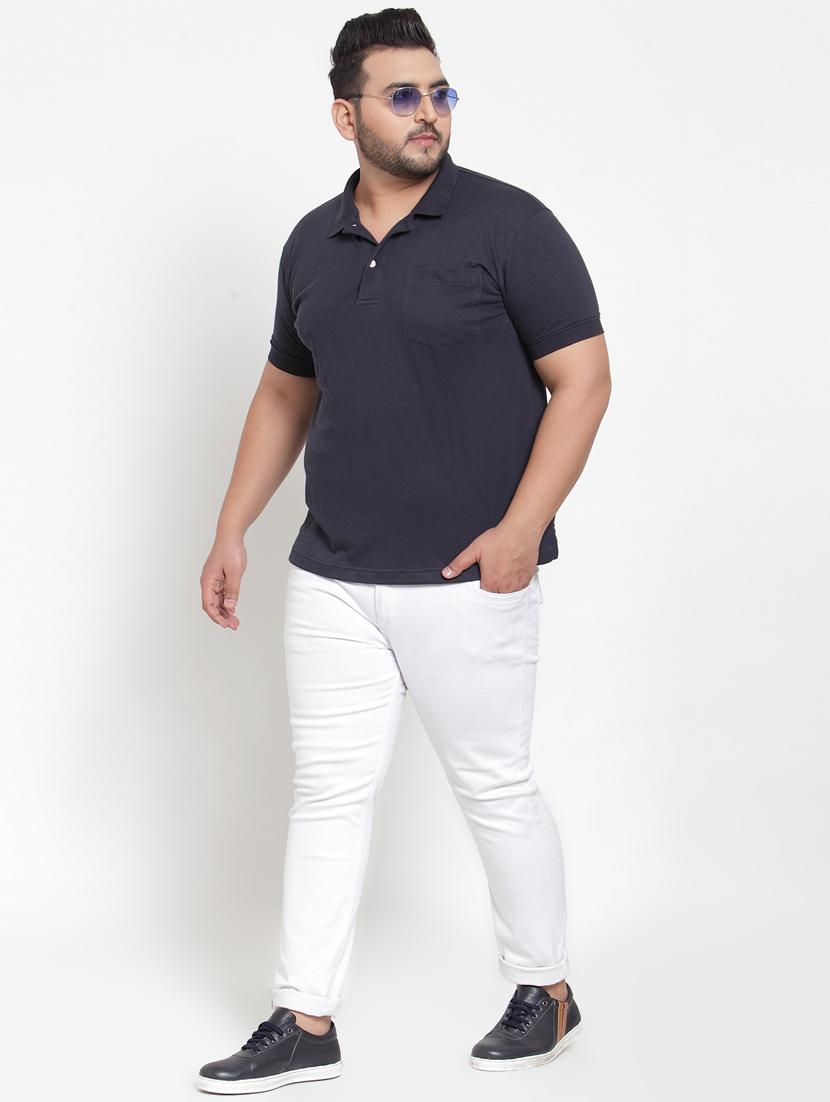 navy blue solid polo t-shirt - 16828865 - Zoom Image - 4