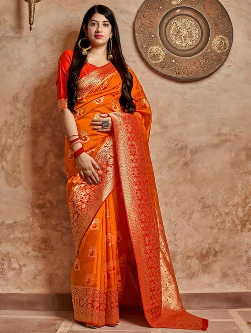 ethnic motif banarasi silk saree with blouse - 16829134 - Standard Image - 1