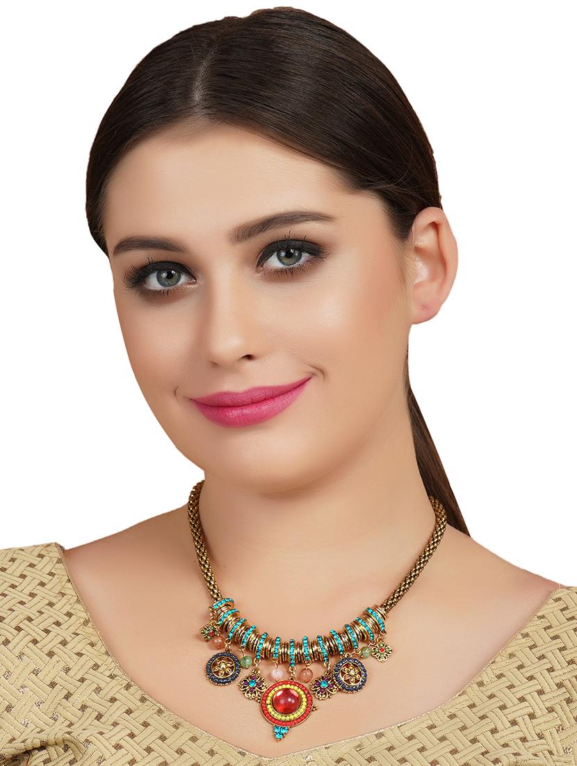 multi colored metal chain necklace - 16830765 - Zoom Image - 4