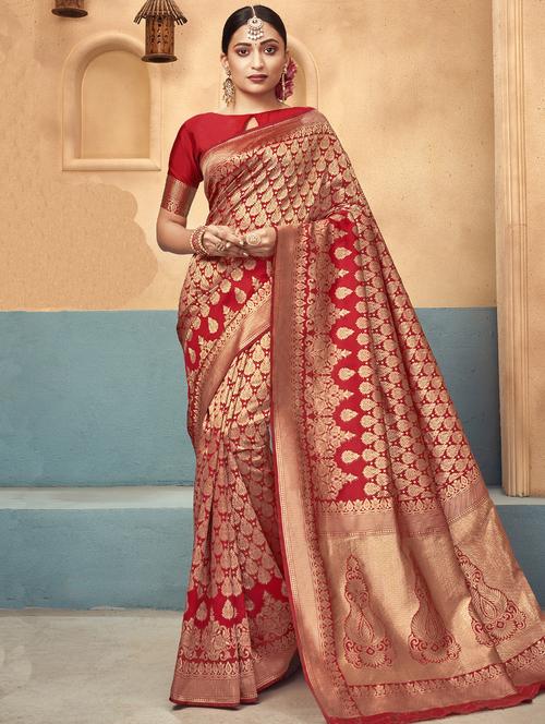 self design woven saree with blouse - 16830986 - Standard Image - 1