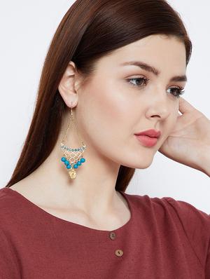 blue metal drop earring - 16831792 - Standard Image - 4