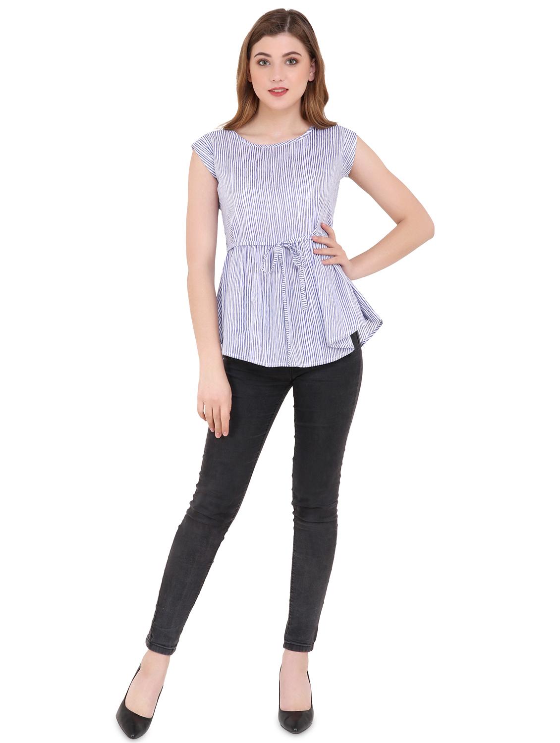 drawstring waist striped top - 16833721 - Zoom Image - 4