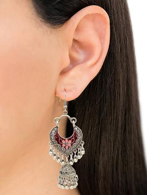 silver metal chandballi earring - 16834785 - Standard Image - 4