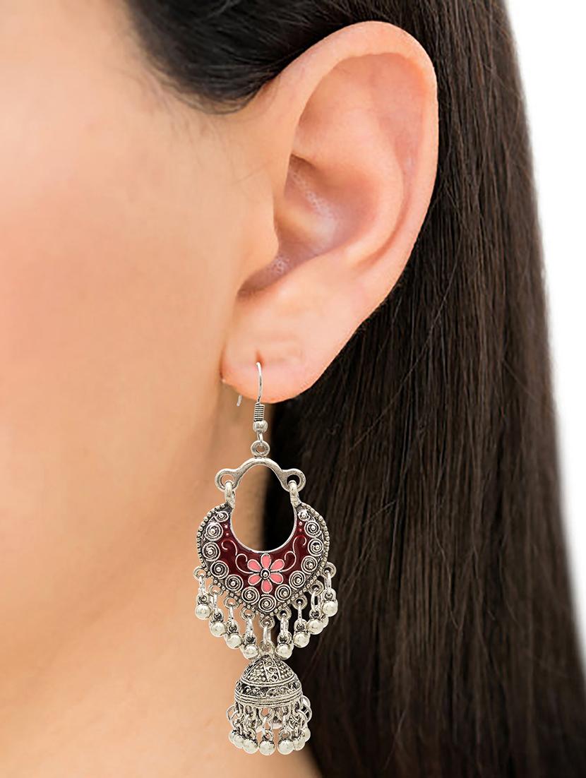 silver metal chandballi earring - 16834785 - Zoom Image - 4