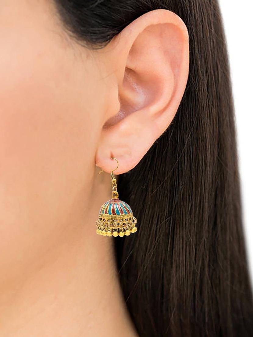 multi colored metal jhumka earring - 16834833 - Zoom Image - 4