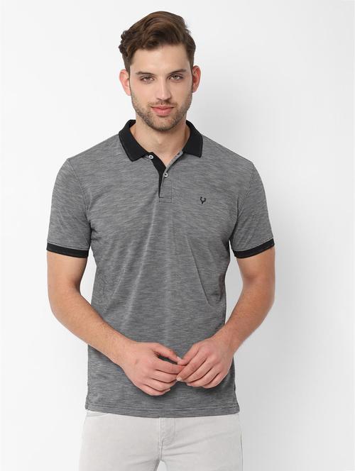 grey self design polo t-shirt - 16836508 - Standard Image - 1