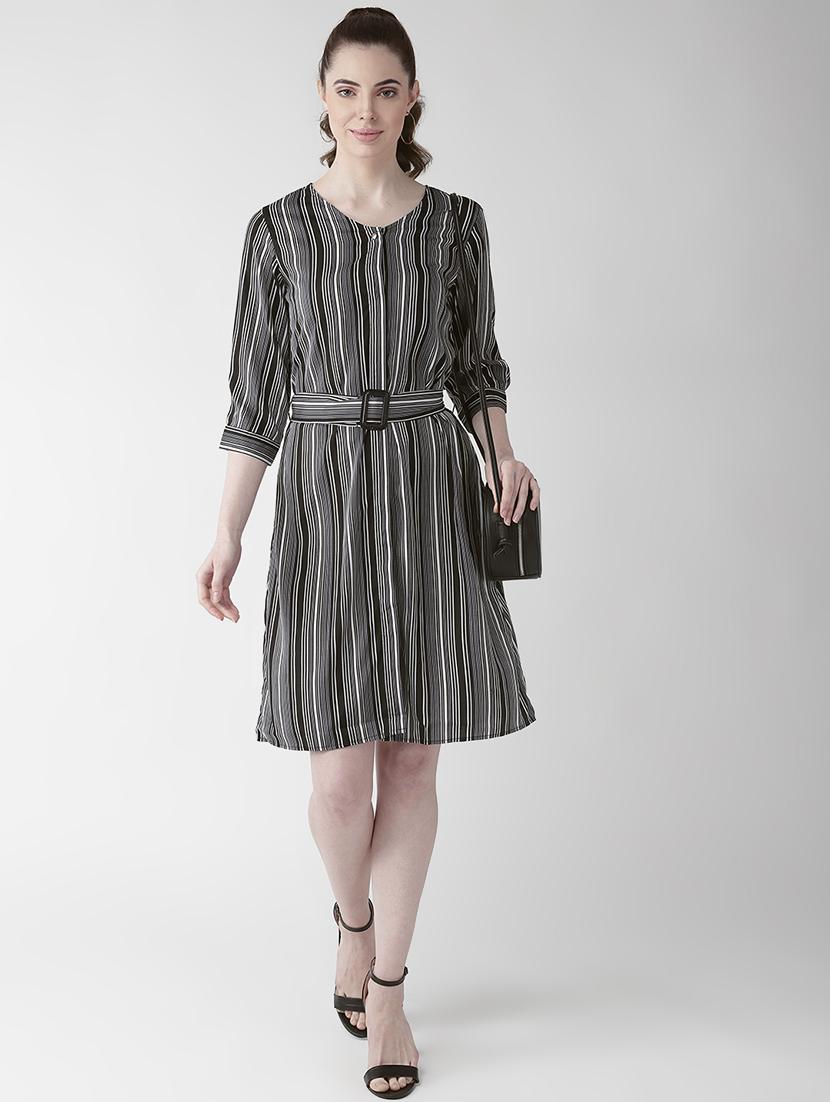 v-neck striped belted dress - 16838319 - Zoom Image - 4