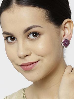 purple brass studs earring - 16839511 - Standard Image - 4