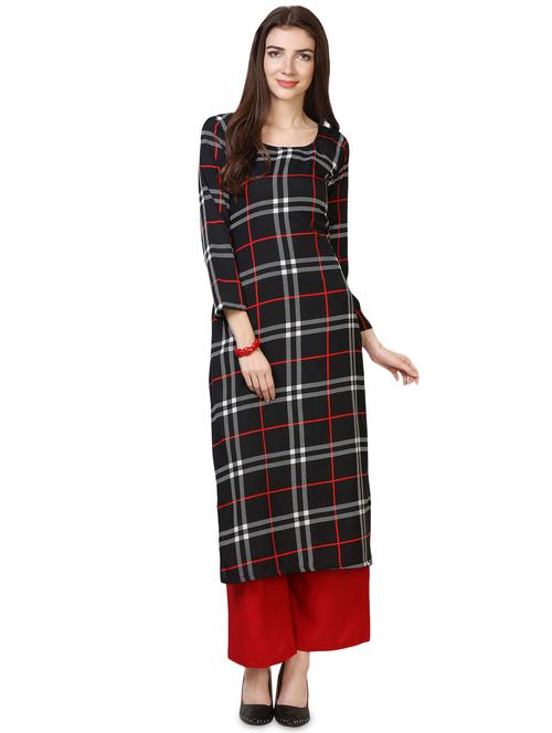 checkered straight kurta - 16839950 - Very Small Image - 1