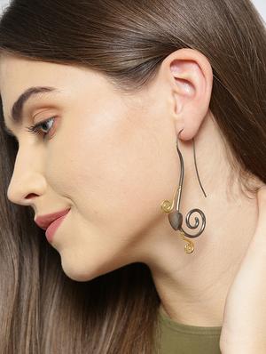 silver brass drop earring - 16840514 - Standard Image - 4