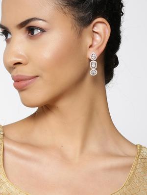 gold brass drop earring - 16840601 - Standard Image - 4
