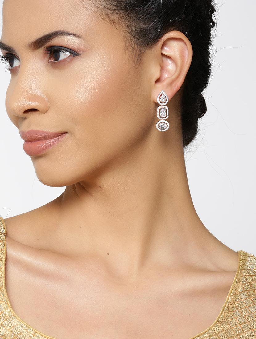 gold brass drop earring - 16840601 - Zoom Image - 4