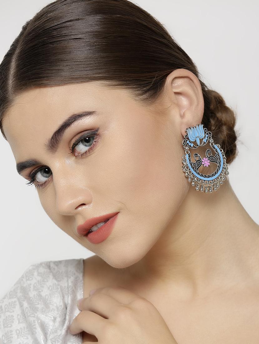 blue brass drop earring - 16840684 - Zoom Image - 4