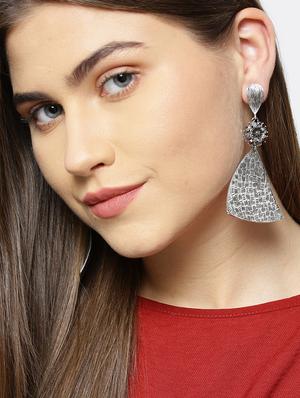 silver brass drop earring - 16840739 - Standard Image - 4