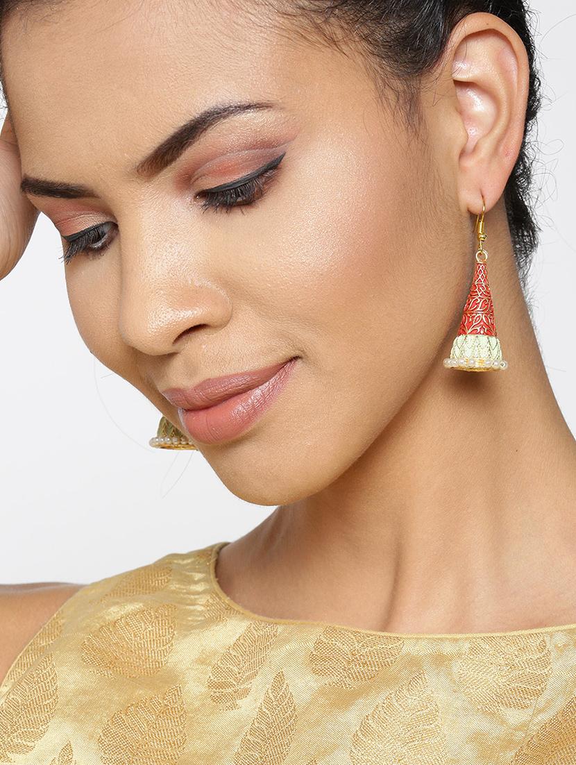 red brass drop earring - 16840751 - Zoom Image - 4