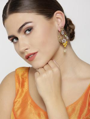 multi colored brass drop earring - 16841323 - Standard Image - 4
