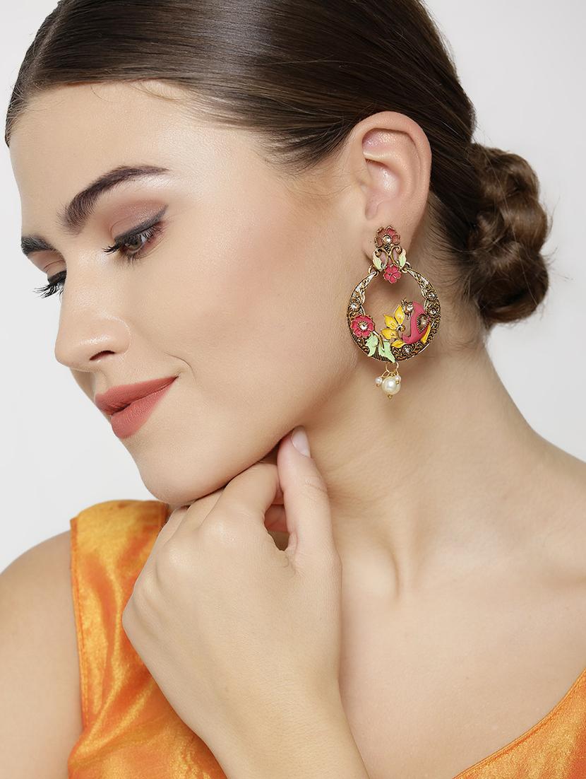 multi colored brass drop earring - 16841327 - Zoom Image - 4