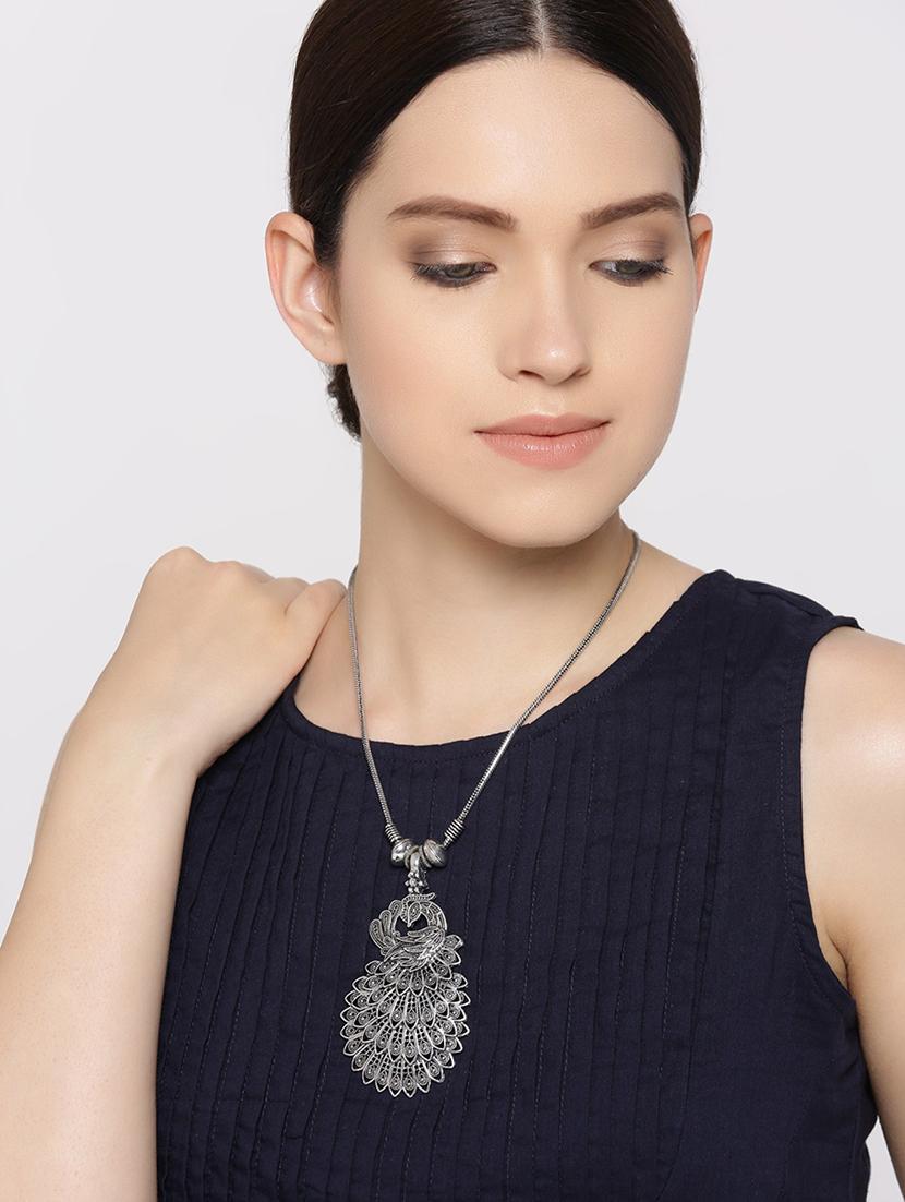silver brass statement necklace - 16842506 - Zoom Image - 4