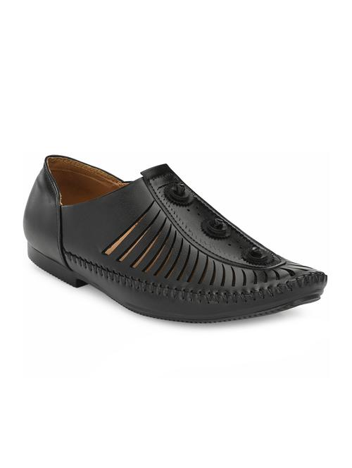 black leatherette slip on jutis - 16842852 - Standard Image - 1