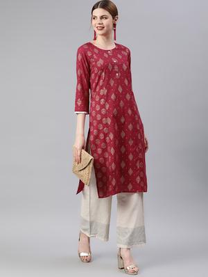 printed straight kurta - 16842875 - Standard Image - 4