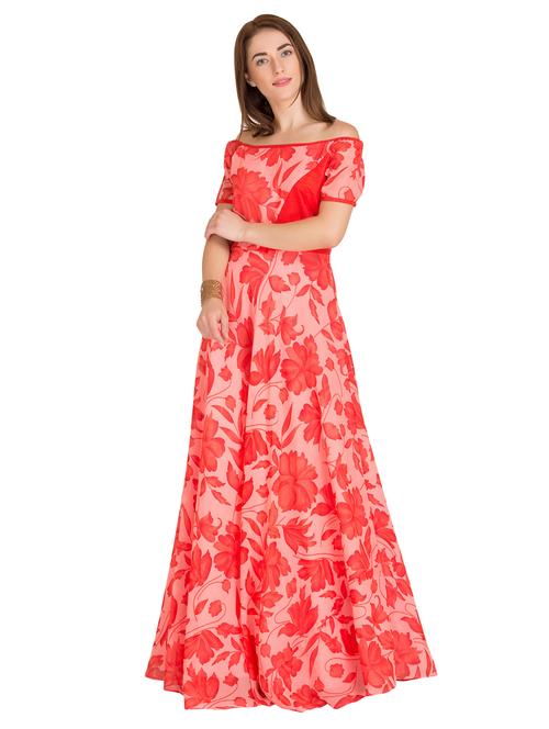 off shoulder floral maxi dress - 16843405 - Standard Image - 1