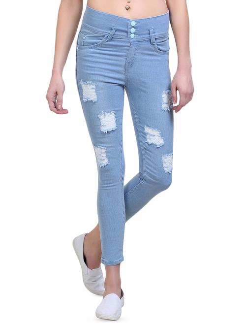 high rise distressed jeans - 16844100 - Standard Image - 1