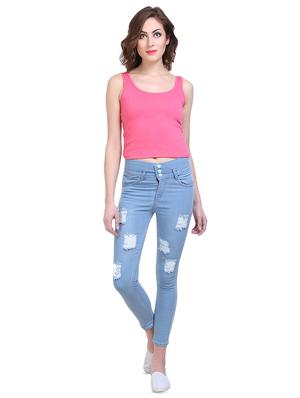 high rise distressed jeans - 16844100 - Standard Image - 4