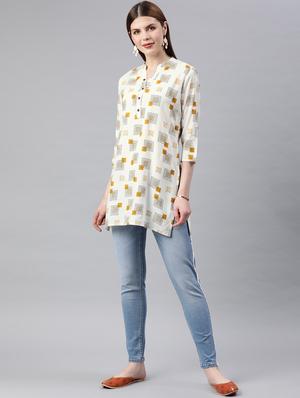 geometric print straight kurti - 16845053 - Standard Image - 4