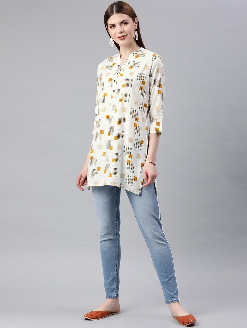 geometric print straight kurti - 16845053 - Zoom Image - 4