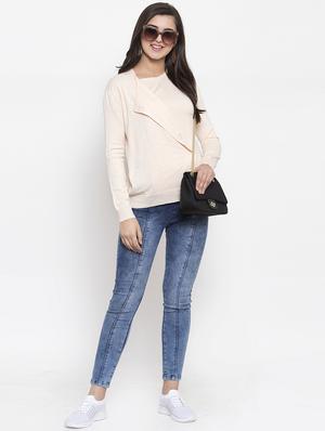 wrap neck solid pullover - 16847787 - Standard Image - 4