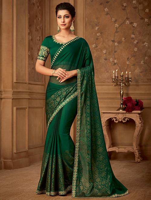 solid embroidered saree with blouse - 16849244 - Very Small Image - 1