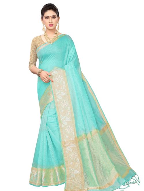 solid bordered saree with blouse - 16850392 - Standard Image - 1