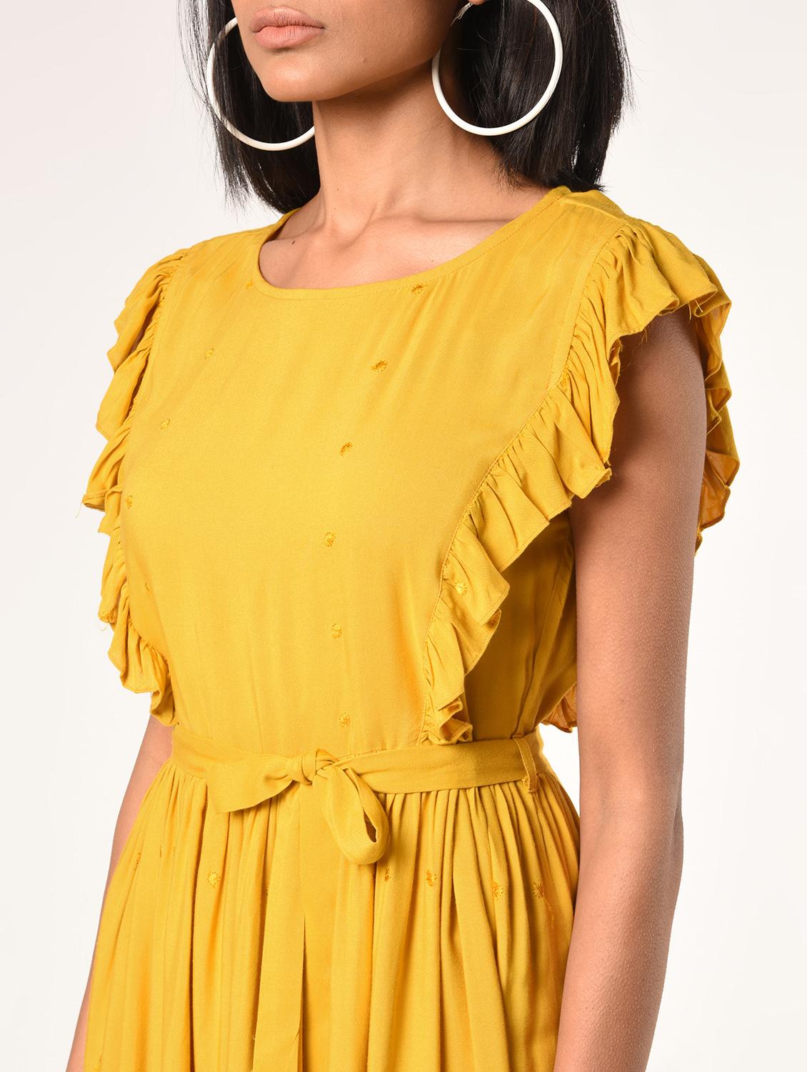 tie front frill detail a-line dress - 16850939 - Zoom Image - 4