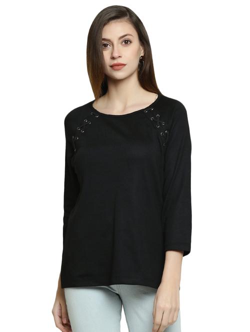 lace up raglan sleeved top - 16852451 - Standard Image - 1